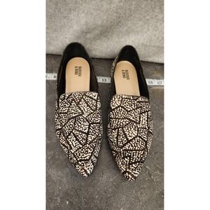 Bleecker & Bond Shoes Womens Size‎ 11 Black Cream Calf Hair Pointed Loafers